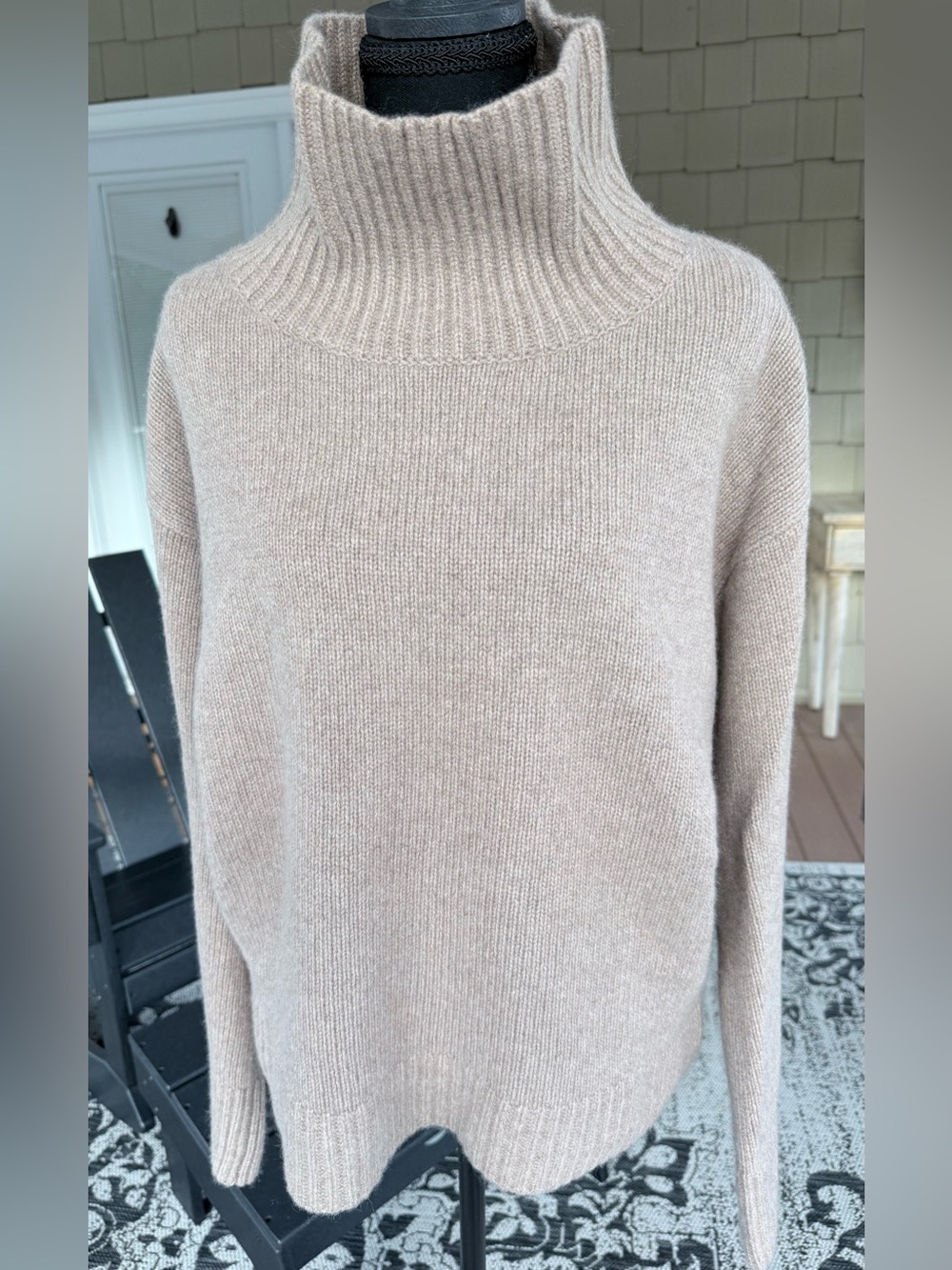 NAADAM 100% Cashmere Oversized Turtleneck Sweater Taupe Size S